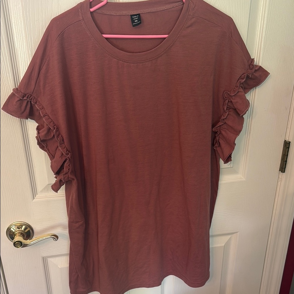 Women's Ruffled Sleeve Top - Mauve